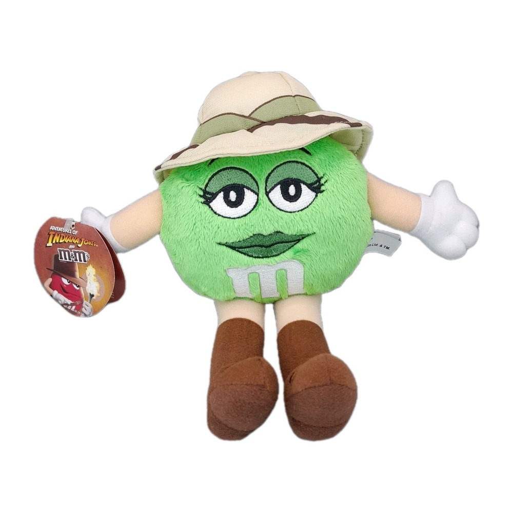Green M&M Indiana Jones Plush 10" Mars Candy Character 2008 NWT‎ Rare